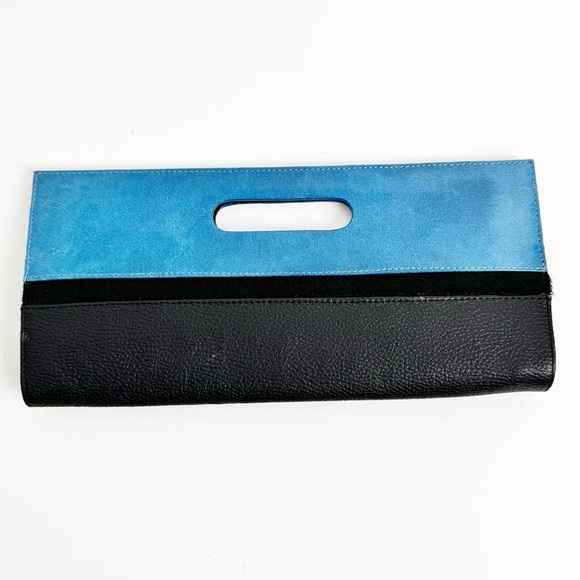 Cleo & Patek Handbags - Cleo & Patek Paris Leather Clutch Black and Blue